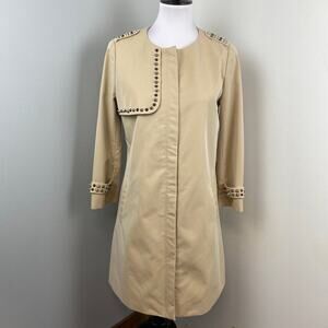 Gryphon Khaki Spike Studded Full Zip Trench Coat